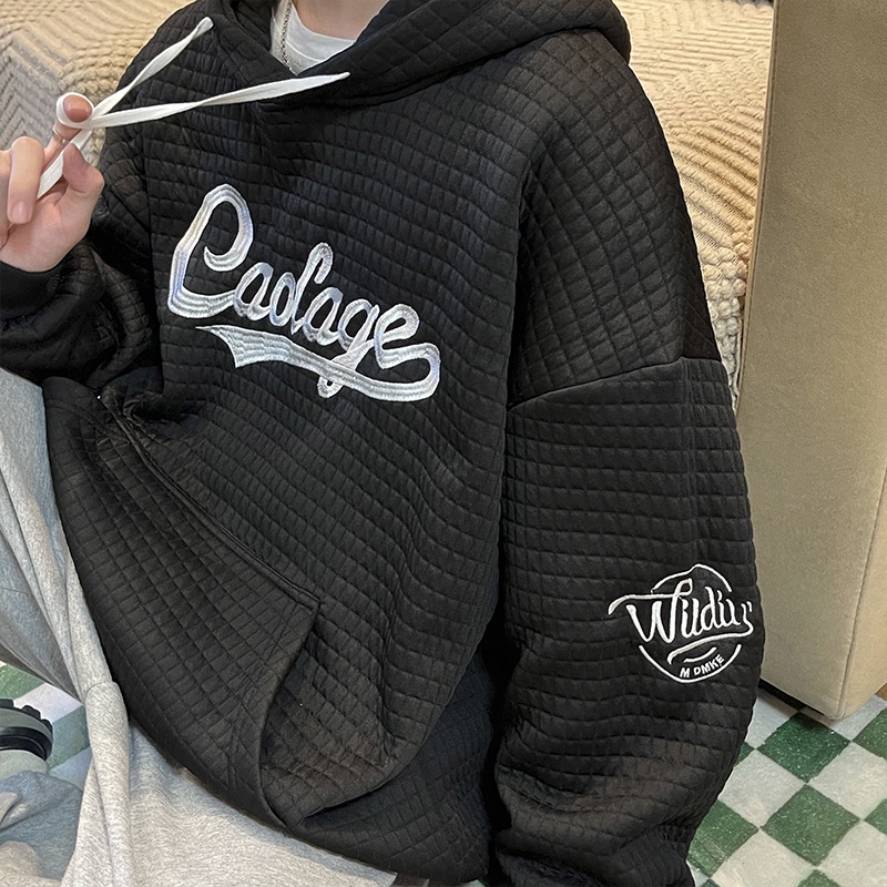 Áo Hoodie Dáng Rộng Họa Tiết Kẻ Sọc Thời Trang Đơn Giản Dễ Thương Cho Nam