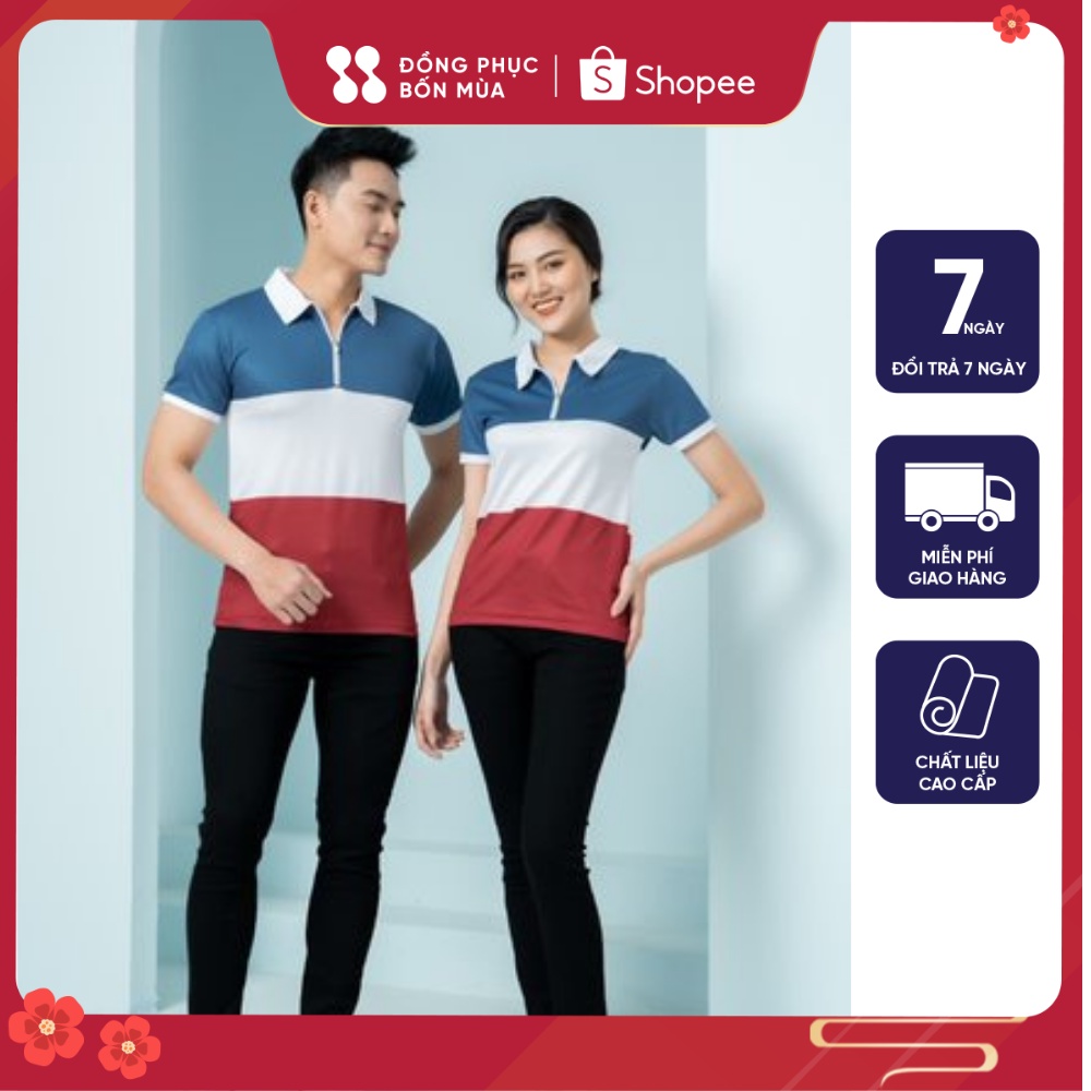 Áo phông nam nữ Polo có cổ phối viền đẹp, vải mềm, co giãn, mặc siêu mát sẵn hàng kèm video