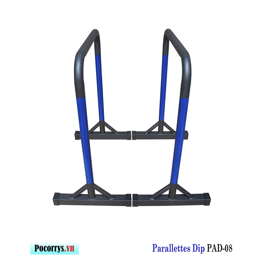 Xà kép Parallettes Dip cao 90cm, Pocorrys PAD-08, Màu đen sọc xanh