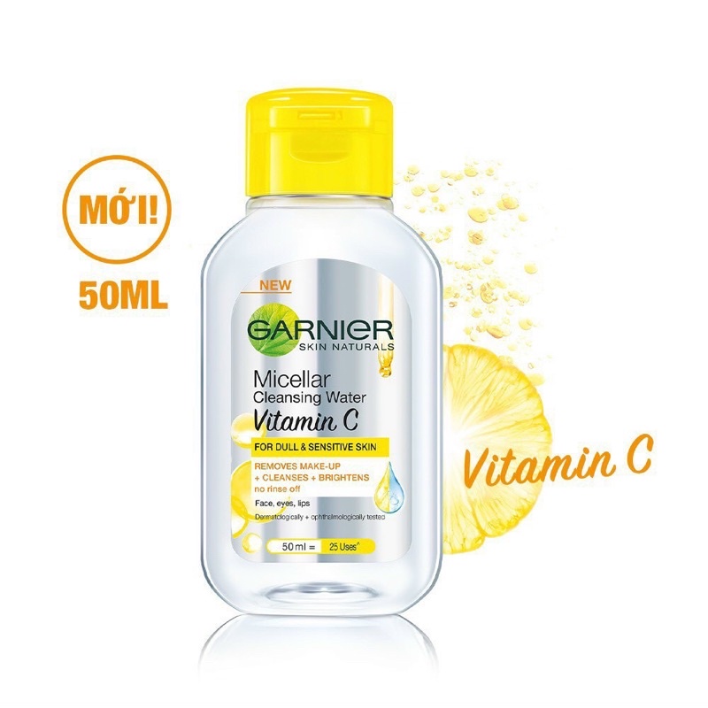 Size du lịch Nước tẩy trang Garnier làm sạch sâu dịu nhẹ & sáng da Vitamin C