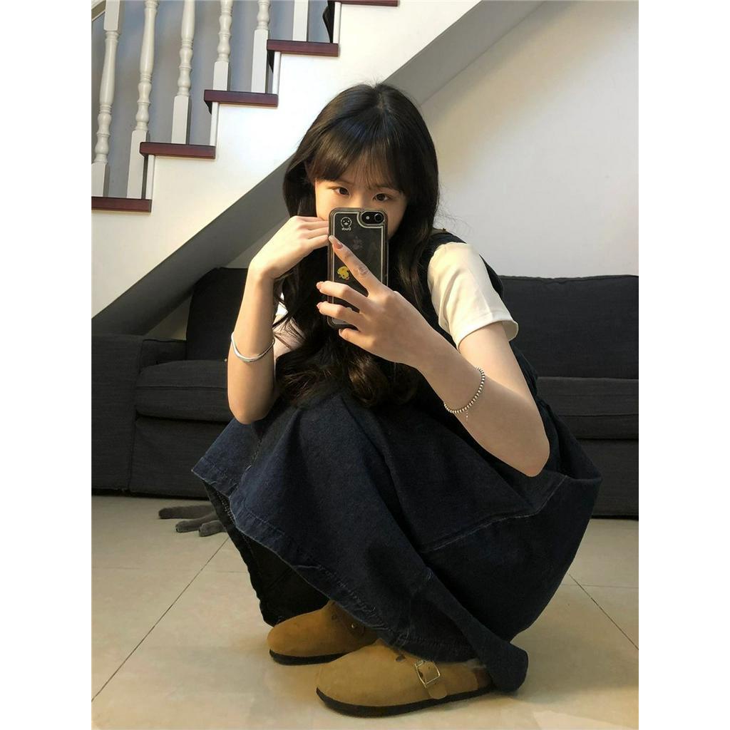 Áo Thun Trơn Cột Dây Vải Denim Ngắn Tay Thời Trang Đơn Giản 63240