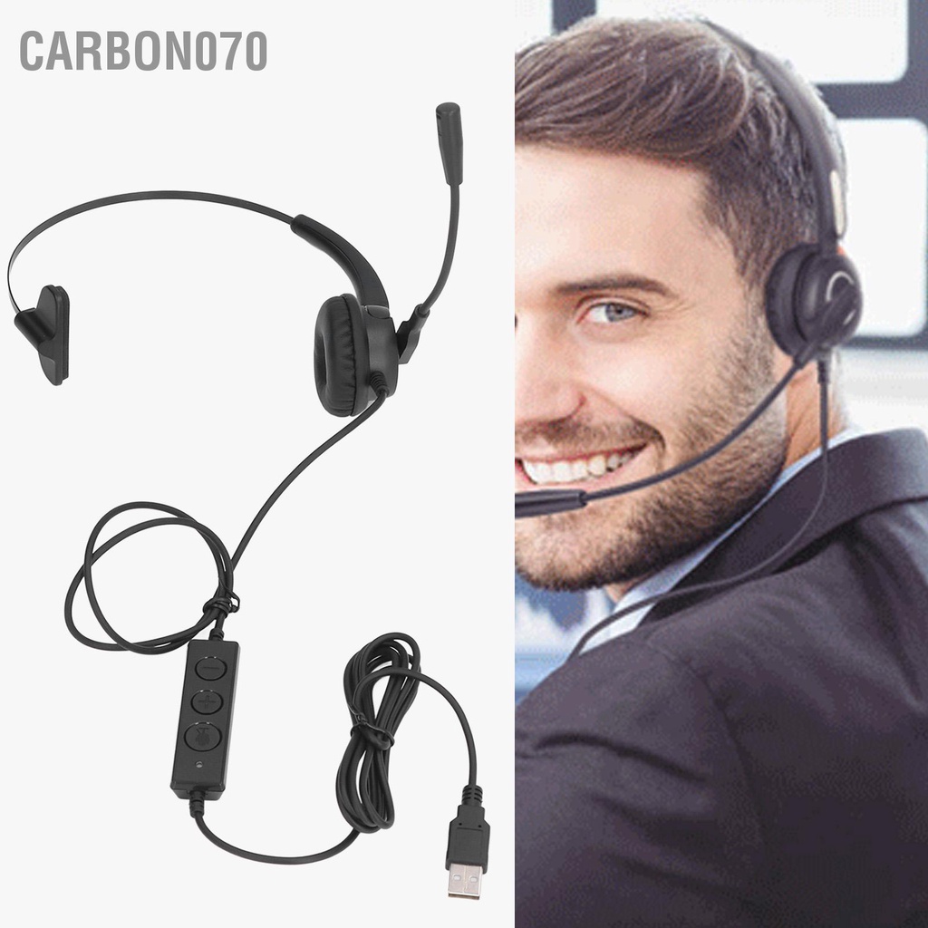 [Hàng HOT] Tai nghe chụp tai Có Dây USB Kèm Micrô hỗ trợ giảm tiếng ồn cho tổng đài viên văn phòng【Carbon070】