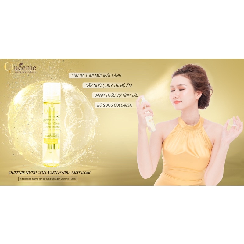 Xịt Khoáng Dưỡng Ẩm Queenie Collagen 120ml- Hàn Quốc