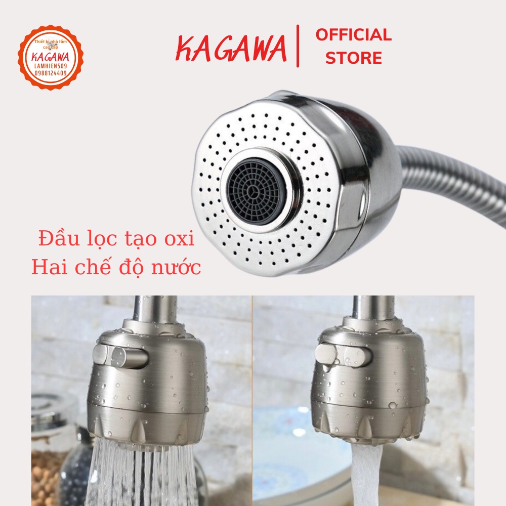 VÒI RỬA CHÉN LẠNH KAGAWA (CL_6030B ) Ống lò xo INOX304 xoay 360độ cần mềm bẻ xoay 360 linh hoạt điều chỉnh 2 chế độ nước