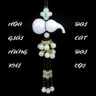 Đồ Trang Trí Ô Tô Hồ Lô Bích Ngọc Trắng Hạt Cườm Hóa Giải Hung Khí