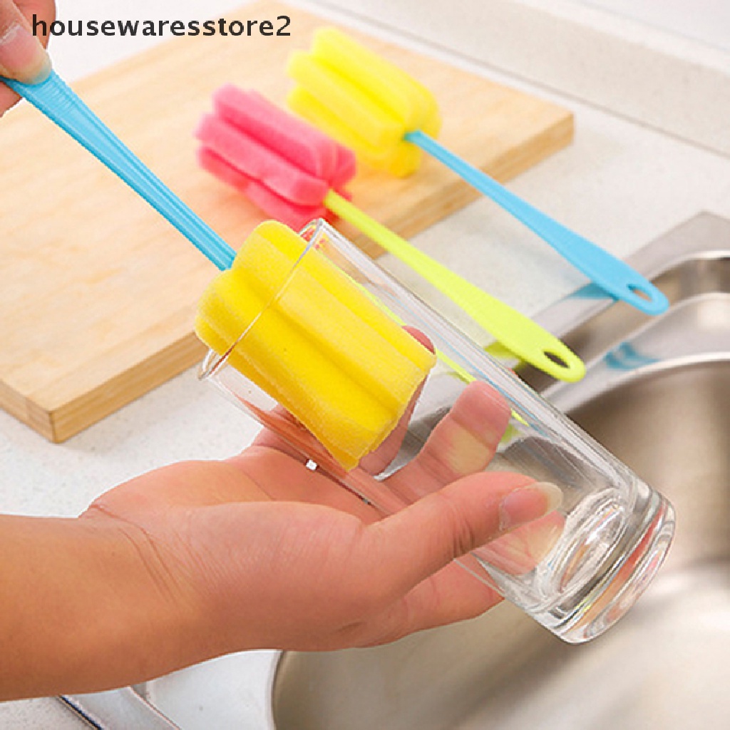 Set 2 Bàn Chải Mút Xốp Mềm Cán Dài Vệ Sinh Bình Thủy Tinh / Bình Sữa Em Bé