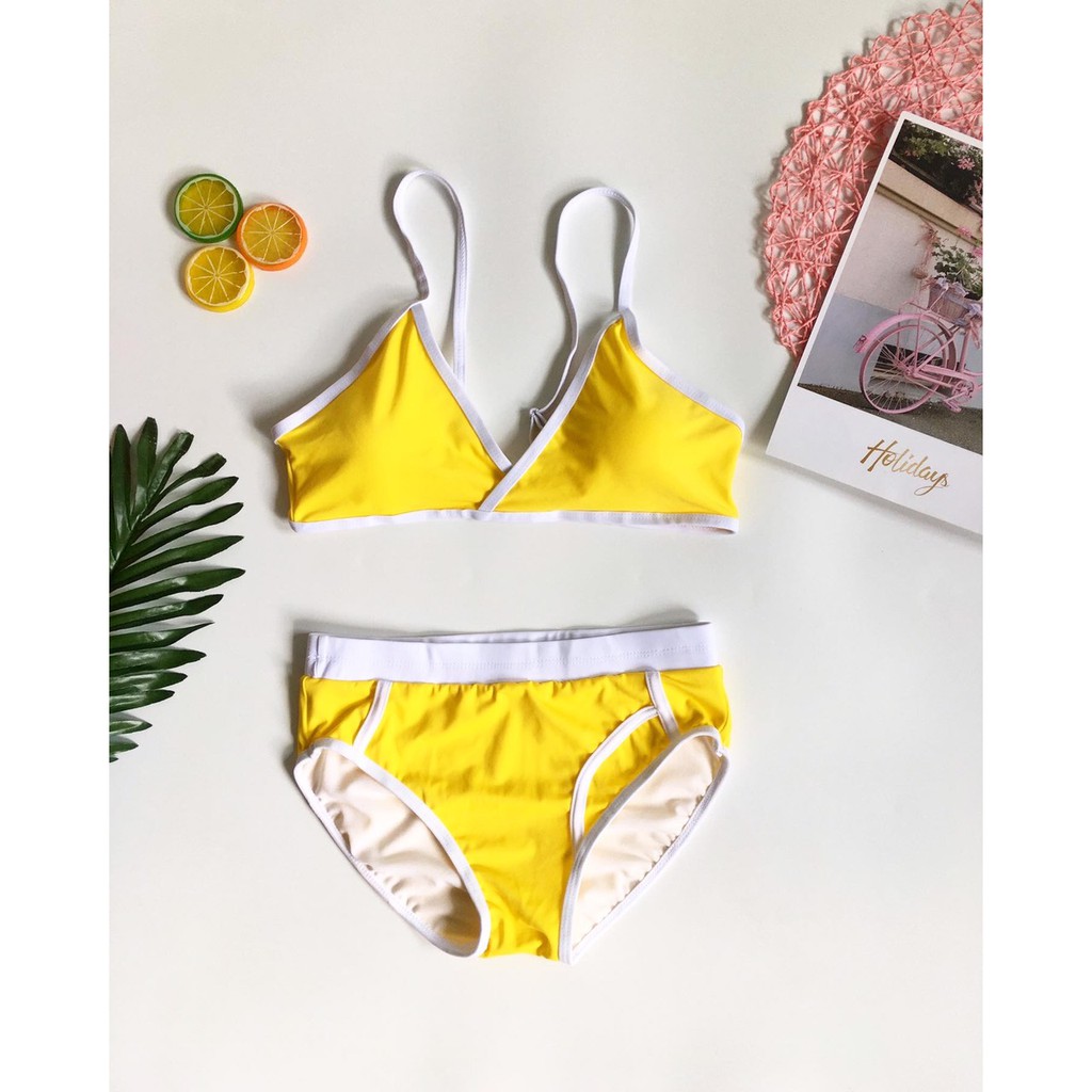 Bikini đắp chéo viền trắng (6 màu)