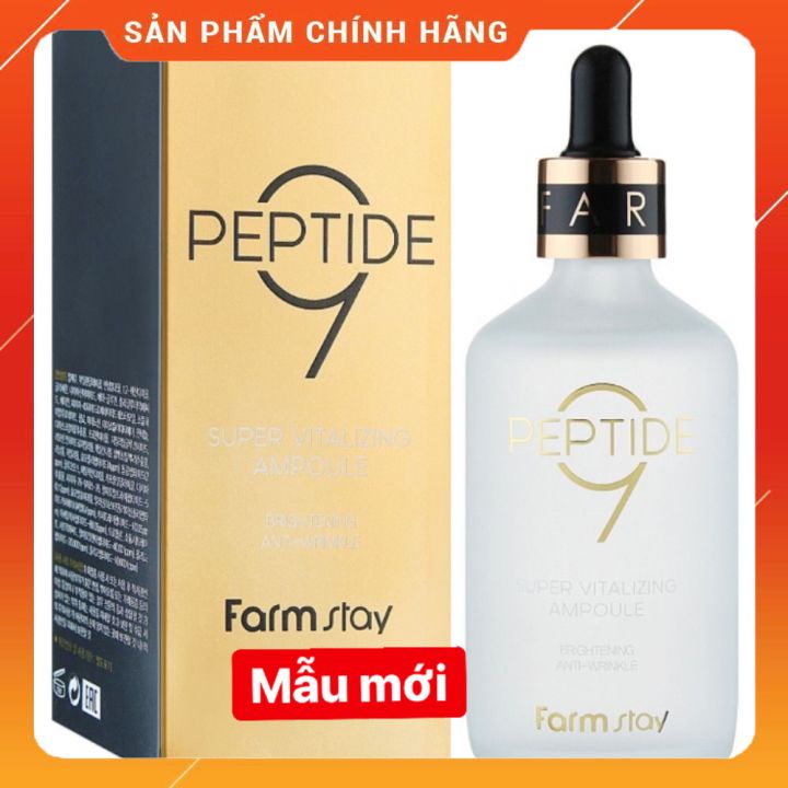 FarmStay Peptide 9 Super Vitalizing Ampoule 100ml MẪU MỚI  DƯỠNG TRẮNG ,CHỐNG LÃO HÓA  SĂN CHẮC DA GIÚP DA