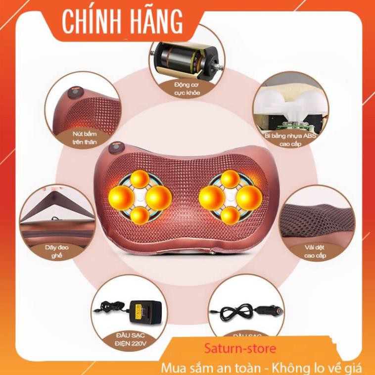 Gối Massage Hồng Ngoại Magic Home 8 Bi dành cho MỌI LỨA TUỔI - AN TOÀN , HIỆU QUẢ - Giảm đau, thư giãn tại nhà