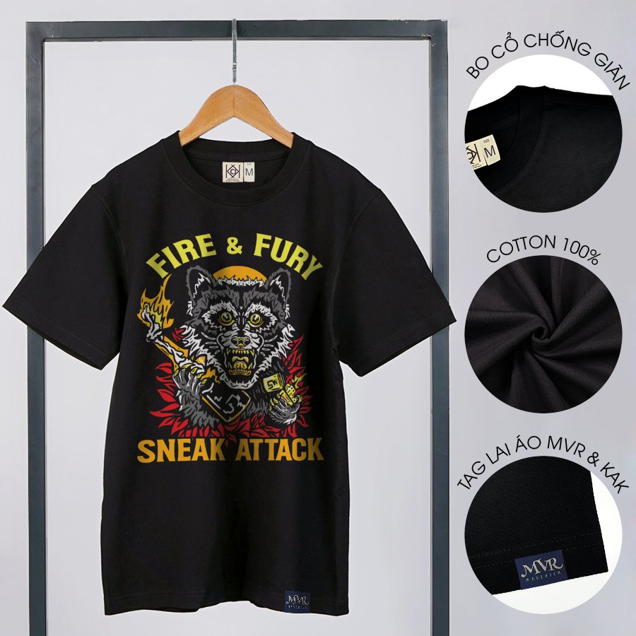 Áo thun nam phông nữ form rộng tay lỡ chó sói tấn công lén lút MVR size rộng tee Mỹ BB4336