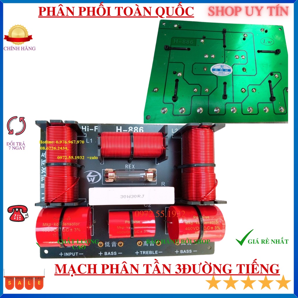 Mạch phân tần công suất lớn 2 BASS 1 TREBLE cho loa sân khấu siêu chất hàng đẹp lại chuẩn - giá 2 mạch