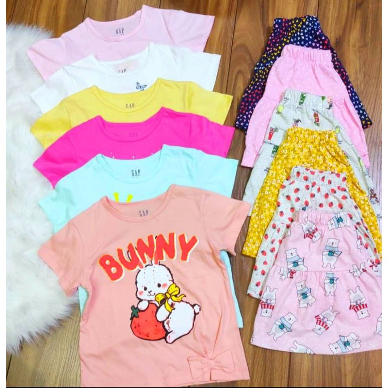 Set áo váy bé gái size đại cotton cộc tay xuất dư Gap kids chất đẹp mát