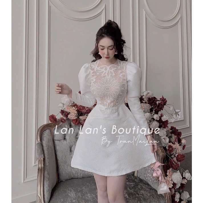 Đầm Nữ Phối Ren - Váy Xoè Dự Tiệc Cho Nữ Tay Dài | BigBuy360 - bigbuy360.vn