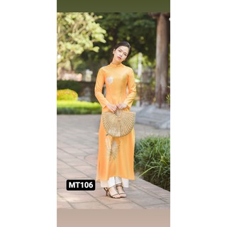 Áo dài truyền thống, áo dài tết 1 tà siêu xinh chất liệu lụa thượng hải co giãn nhẹ ôm form tôn dáng Fkaro