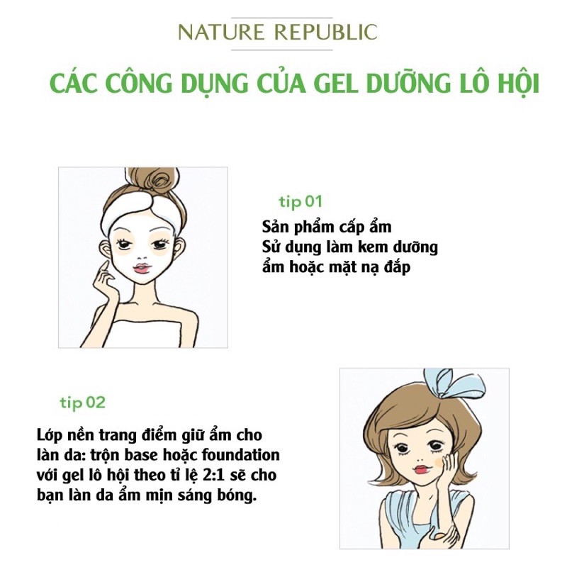 Gel lô hội dưỡng đa năng NATURE REPUBLIC Soothing &amp; Moisture Aloe Vera 92% Soothing Gel 300ml