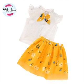 Set 2 Món Đồ Thời Trang Mikrdoo Gồm Áo Tay Xòe Thời Trang + Chân Váy Tutu Đáng Yêu Cho Bé Gái
