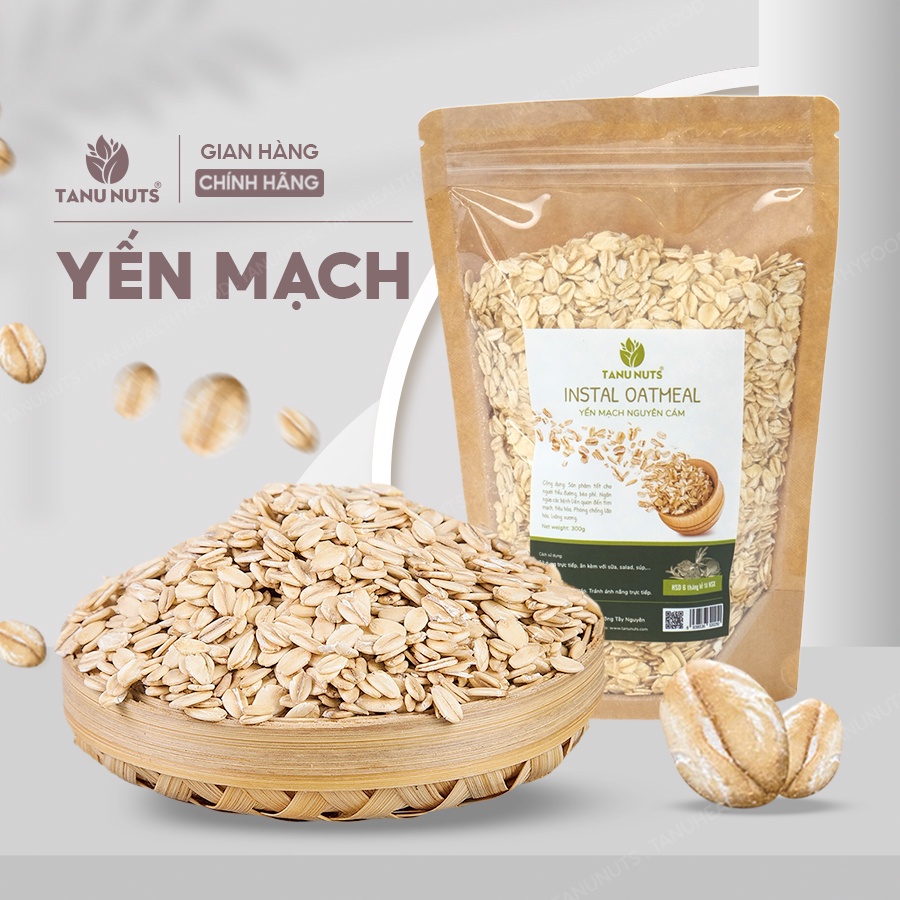 Yến mạch cán dẹt TANU NUTS dùng làm bánh, nấu ăn tiện lợi.