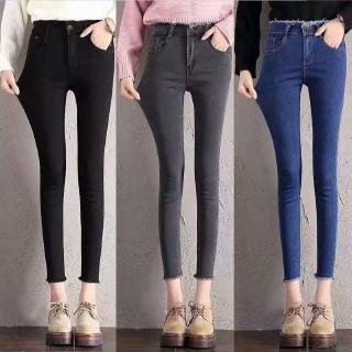 [Baywellfashion]Quần Jeans rách lưng cao thiết kế dáng rộng thoải mái cho nữ