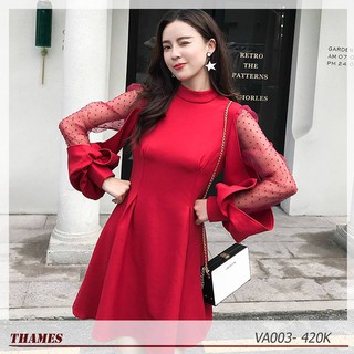 Váy xòe phối ren tay bồng