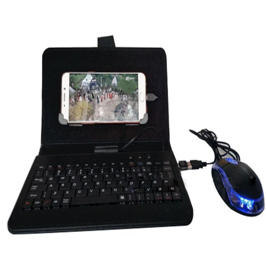 Combo bao da bàn phím kèm chuột + lót chuột cho điện thoại OPPO và VIVO máy tính bảng từ 4.5-7 inch (Đen) | BigBuy360 - bigbuy360.vn