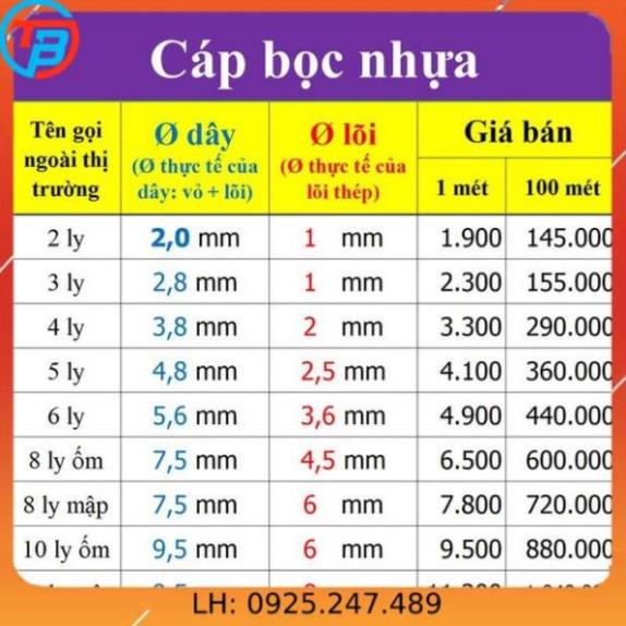 Cáp Thép Bọc Nhựa D4mm (4 ly) Cắt Lẻ Và Sỉ Theo Mét - (capthepsaigon)