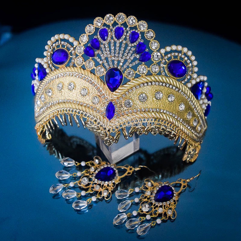 Bộ Dây Chuyền + Bông Tai Hợp Kim Hình Vương Miện Đính Ngọc Trai Thời Trang Cho Nữ