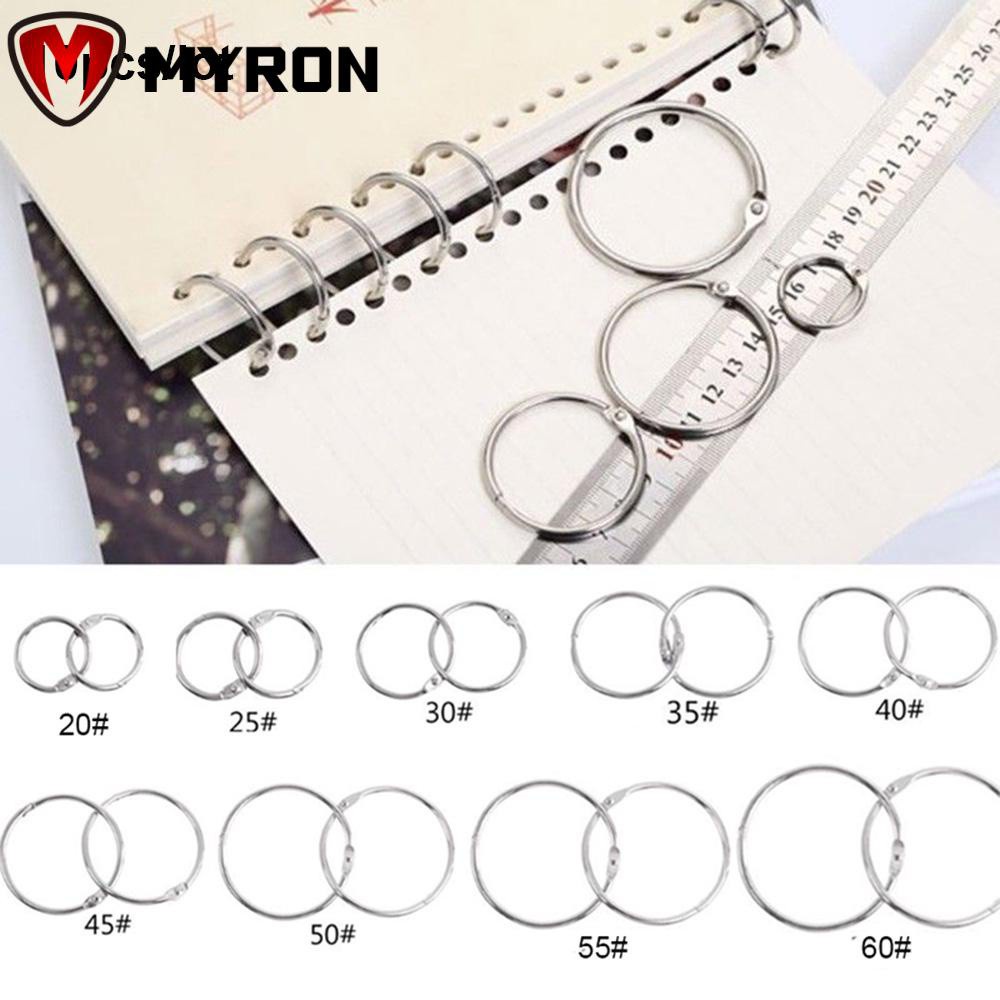 MYRON 10pcs/lot Plated Hinged Rings Craft Scrapbook Clips Loose Leaf Binder Notebook Calendar Album Metal Keychain Circle