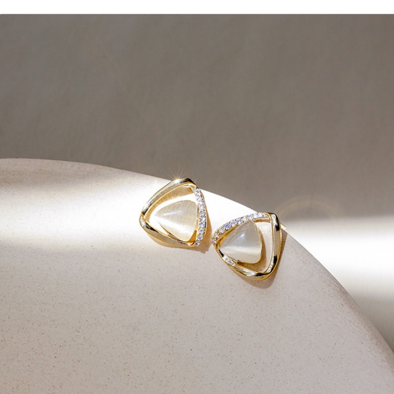 Khuyên Tai Đính Đá Opal Phong Cách Hàn Quốc Thanh Lịch Dành Cho Nữ