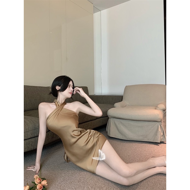 Đầm Hai Dây Vải Satin Phong Cách Thời Trang Mùa Hè Hàng Mới 2022