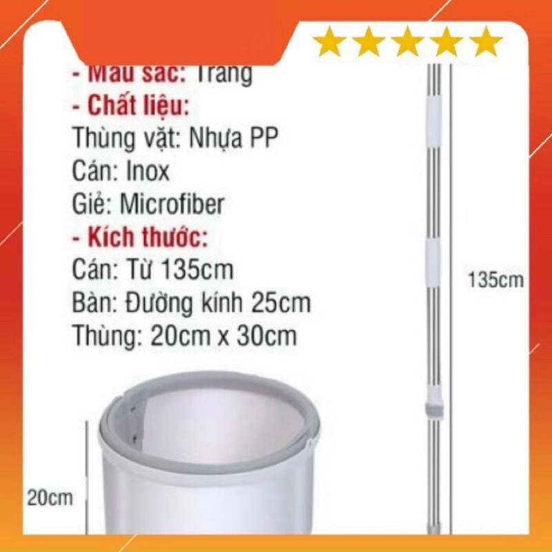 Chổi lau nhà tự vắt thông minh tách nước MOP xoay 360 độ, Cây lau nhà thông minh 360 độ tách nước cán inox kèm thùng