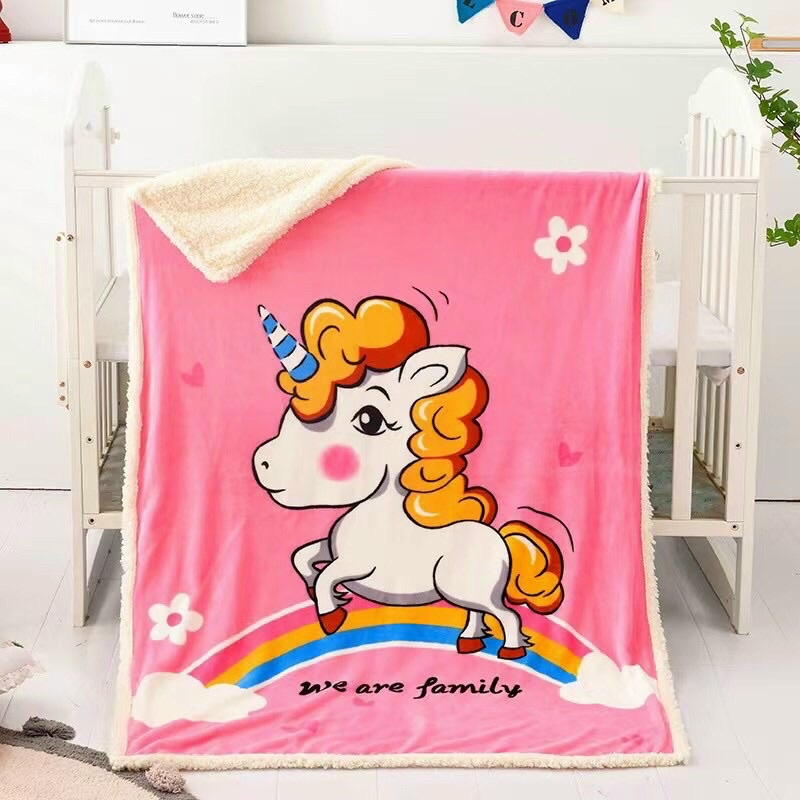 Chăn Lông Cừu Cho Bé,Chăn Mùa Đông Trẻ Em 5D Mềm Ấm Nhập Khẩu Size 95x135cm Nặng 600g