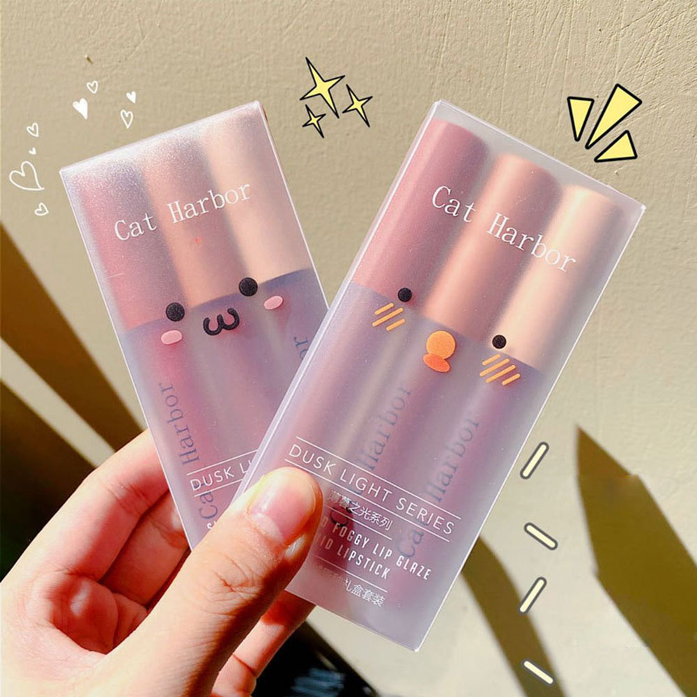 Hộp 3 Son Môi Chống Thấm Nước Không Dính Thành Cốc Trang Điểm Tự Nhiên Dành Cho Nữ | BigBuy360 - bigbuy360.vn