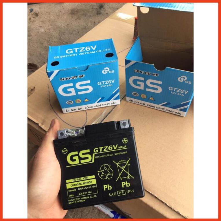 Ắc quy GS khô GTZ6V PCX Vision Lead125, Sh Việt Airblade 125 Nozza Grande STD acquy xe máy Air Blade ab 125 MF 5A 5ah