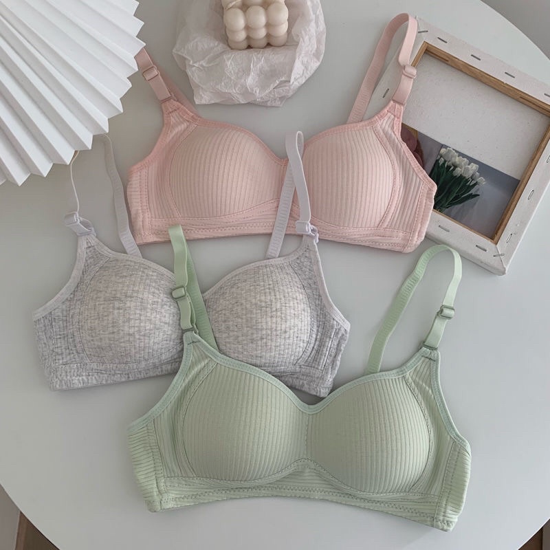 Áo lót nữ cotton mềm bra không gọng nâng ngực phong cách Hàn Quốc