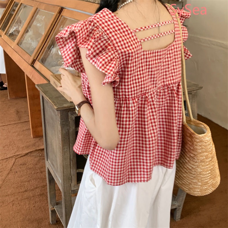 Áo Sơ Mi Ca Rô Thời Trang Mùa Hè Hàn Quốc Dành Cho Nữ