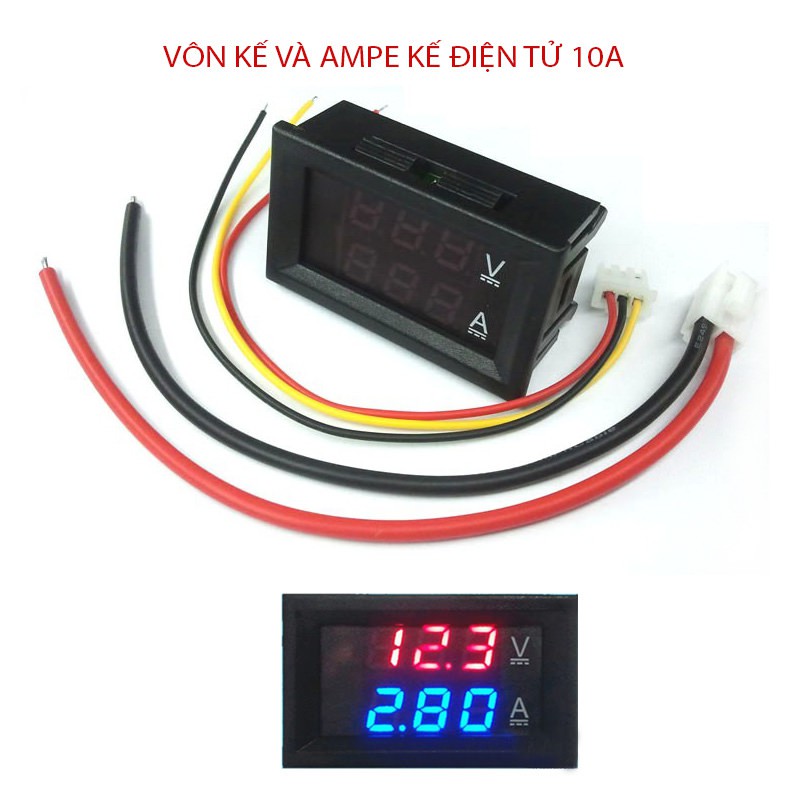 Đồng hồ đo vôn và ampe 100V 10A chất lượng cao, vôn kế ampe kế