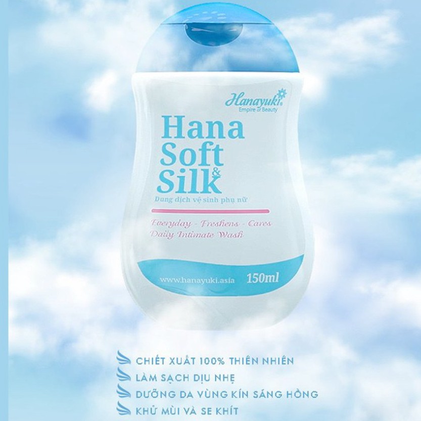 Dung dịch vệ sinh phụ nữ Hana soft silk thơm lâu, kháng khuẩn 150g tặng kèm quần chip kháng khuẩn