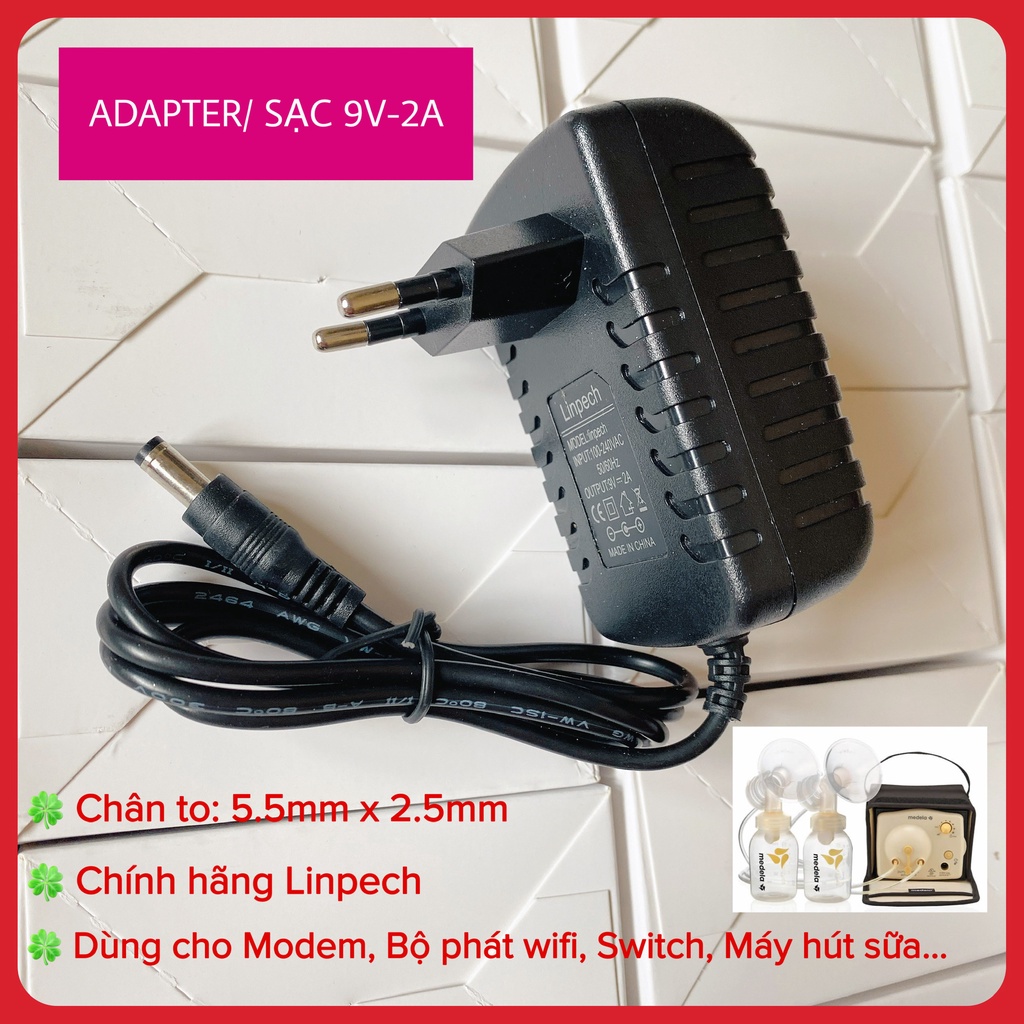 Nguồn Sạc Máy Hút Sữa Medela Pump. Adapter Nguồn 9V 2A Chân To