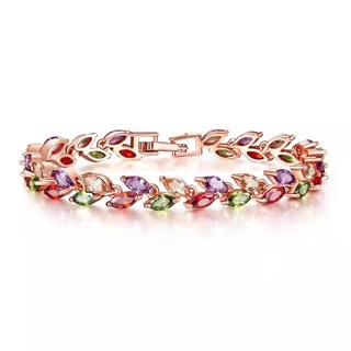 Vòng tay đính đá zircon màu sắc cầu vồng phong cách hàn quốc thời trang