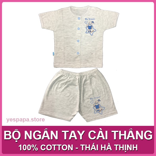 Bộ sơ sinh ngắn tay cài giữa 100% cotton Thái Hà Thịnh