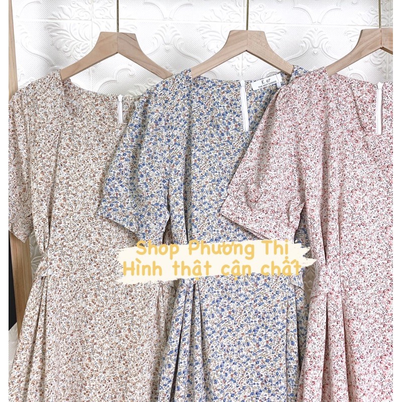 Váy hoa nhí cổ vuông trơn cộc tay 3 màu mới về (hình thật/sẵn) | BigBuy360 - bigbuy360.vn
