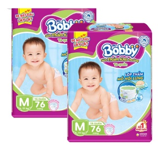 Combo 2 gói Bỉm tã quần Bobby size M 76 miếng