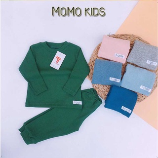 Bộ tăm cho bé MOMO, bộ quần áo tăm gân dài tay cho bé trai, bé gái mẫu mới cực đẹp 9-22kg