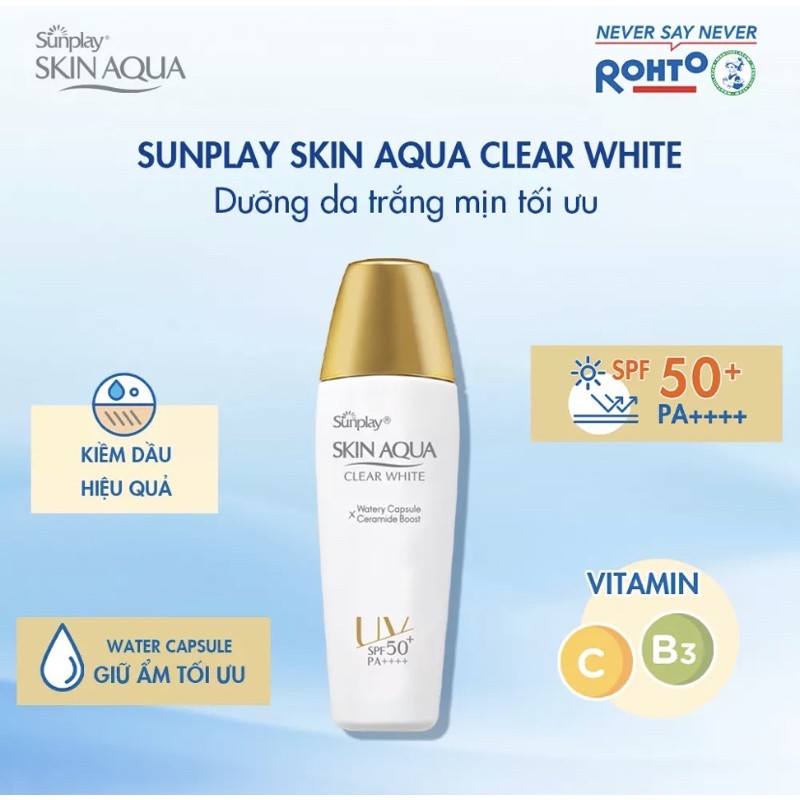 Sữa chống nắng hằng ngày dưỡng trắng cho da dầu Sunplay Skin Aqua Clear White SPF 50, PA++++ 25g