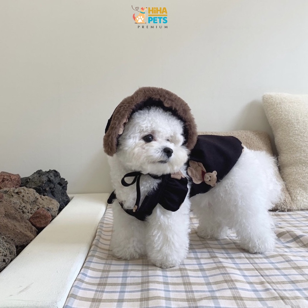 Váy Đầm Gấu Bear Cho Chó Mèo Có Nón Hàn Quốc Mẫu Cao Cấp Quần Áo Thú Cưng Thiết Kế Thời Trang Hihapet.
