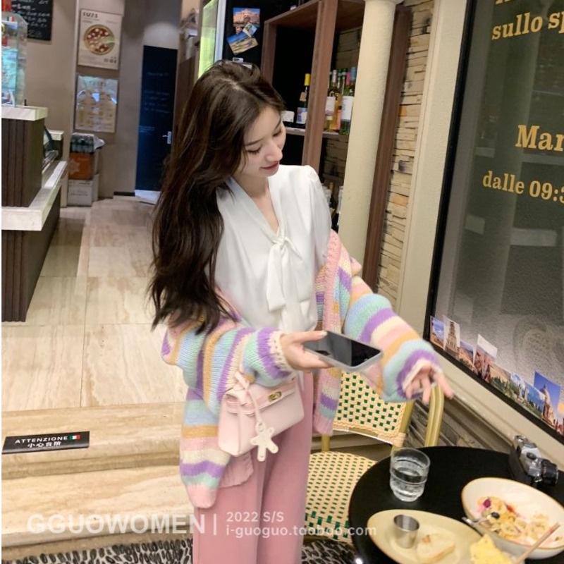 Áo Khoác Cardigan Dệt Kim Dáng Rộng Thời Trang Mùa Thu Phong Cách Hàn Quốc Cho Nữ