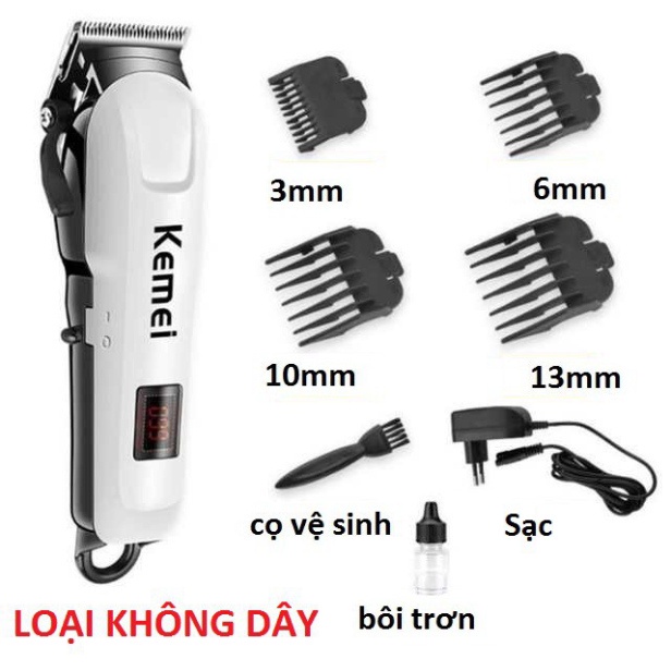 Tông Đơ Cắt Tóc Không Dây Chuyên Nghiệp Kemei Km- 809a|  Máy Hớt Tóc Cầm Tay Cao Cấp Gia Đình. Kèm Phụ Kiện