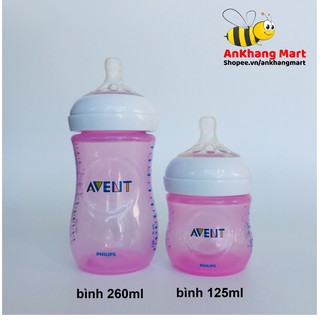 Bình sữa Avent Natural 260ml Xanh - Hồng (Núm số 2, 1 tháng +)