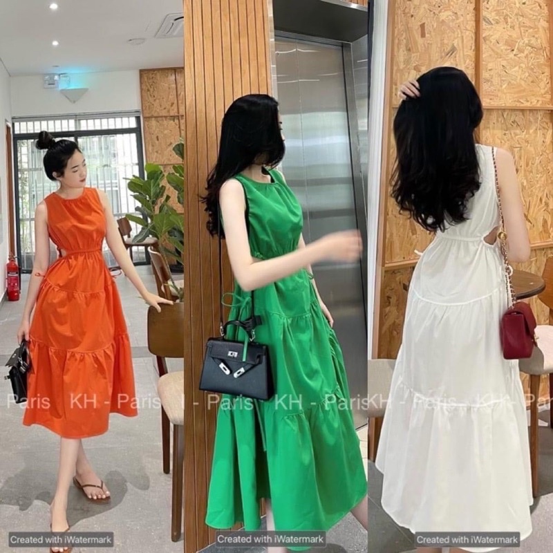 Váy Maxi Thô 3 Tầng Khoét Eo Sexy Có Ảnh Thật Kèm Video