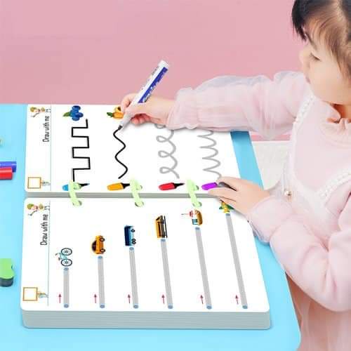 Đồ chơi Montessori giáo dục sớm thông minh cho bé tập viết tập tô nối điểm nối số luyện cầm bút có thể xoá được